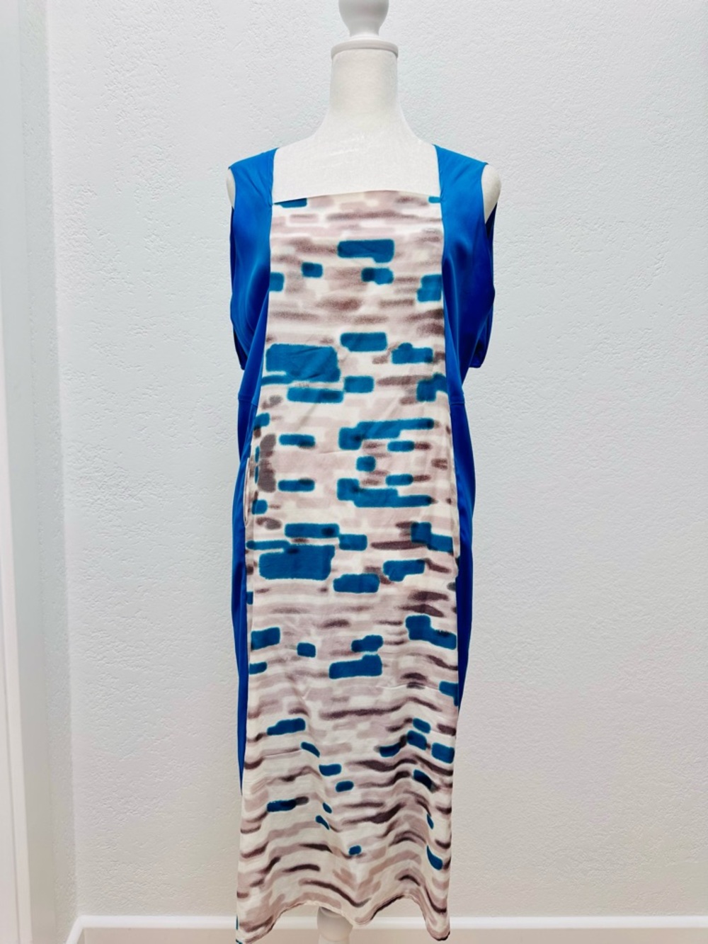 Zero + Maria Cornejo Blue Panel Abstract Maxi Dress